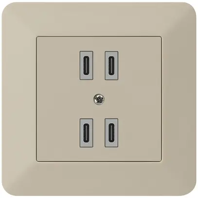 UP-USB-Ladesteckdose Hager kallysto.trend 2×C-C 2×20W/4×10W 5V 94×94mm beige 