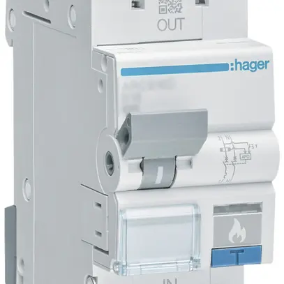 Interruttore protezione tagliafuco Hager AFDD+disgiuntore, 1P+N 6kA C16A 