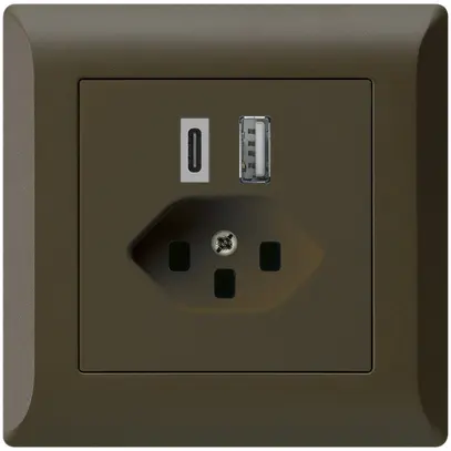 Presa di carica USB INC kallysto.line 18W PD 1×tipo A 1×tipo C T23 marrone 