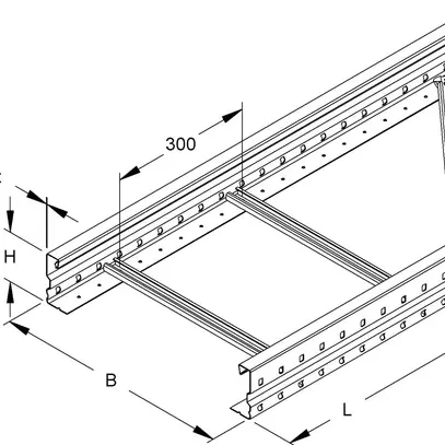 Canale portacavi Niedax 105×200×6000mm, perforato, acciaio, zincato a caldo 