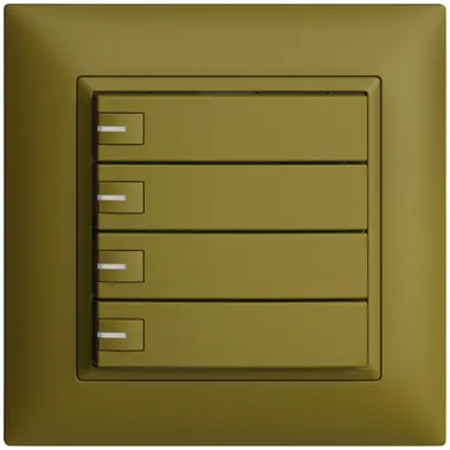 Poussoir univ. ENC 4×1t bornes enf. EDIZIOdue olive, avec LED 