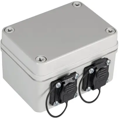 AP Gehäuse Heiniger, 2×RJ45 Kat.6As inkl. Stopfbuchsen M16 und Module, IP67 