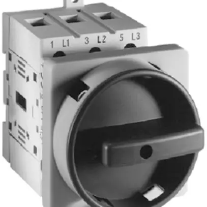 Interruttore rotativo INS AB 194E-A32-1753-6A, 32A 0/3L (0-1), manopola ne/gr 