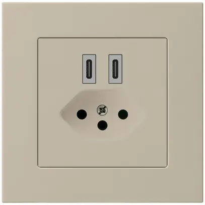 Prise de charge USB ENC Hager kallysto.pro C-C 20W+T13 5V 94×94mm beige 