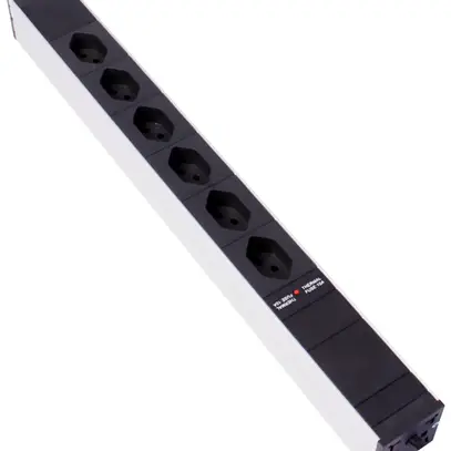 Presa multipla 19" 1UA 6×T13, Td3×1mm² 3m T12, F=10A, SPD, nero 
