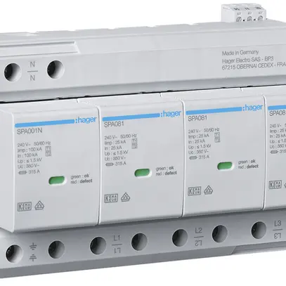 Scaricatore combinato Hager SPD TN-S TT 4L 400V 25kA 1.5kV 8UM 