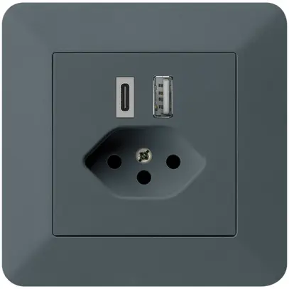 Prise de charge USB ENC kallysto.trend 18W PD 1×type A 1×type C T13 anthracite 