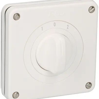 Commutateur ENC contacts isol.galv.NEVO, 20A, 2P, 87×87mm, 2×30°, 1-0-2, blanc 