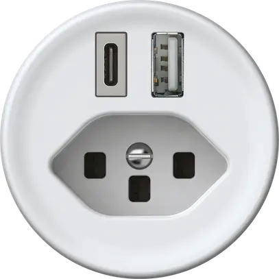 Presa di carica USB origin 1×USB-A 1×USB-C 3000mA 5V con tipo 23 bianco 