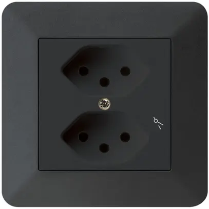 Presa INC kallysto.trend 2×T13/1 nero con protezione bambini 