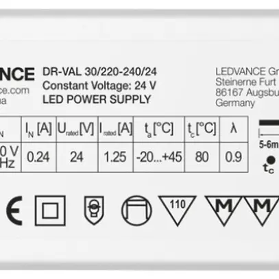 Convertisseur LED LDV VALUE, 24V 30W 142×45×30mm 
