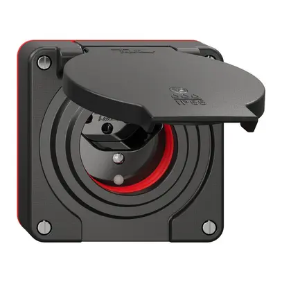 Presa NEVO N.CO 1×T13, IP55 secondo SN 441011, c.guarnizione rossa, c.LED, nero 