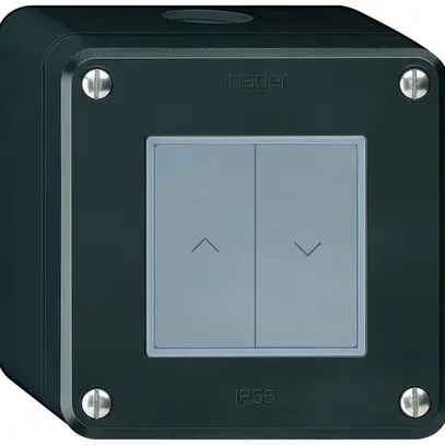 Poussoir pour stores KNX AP Hager BA robusto Q double 86×86mm noir 