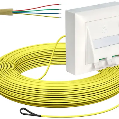 Boîte de déroulement de câble FTTH kit AP, 2×LC-DX, 2.3mm, 60m, jaune, dca 