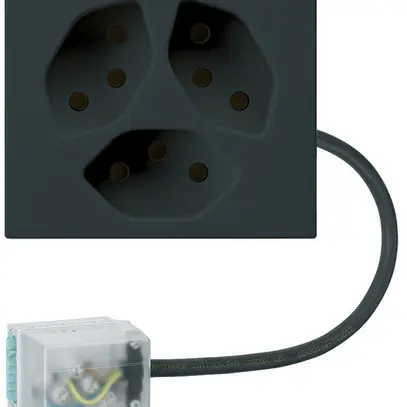 Prise INC 3×type 13 Hager FLF pour câble plat Ecobus power L1 noir 