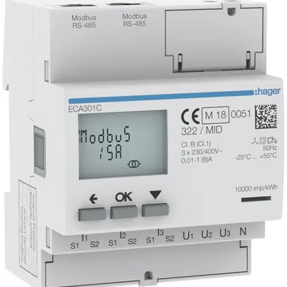 Contatore energia AMD HA ECA301C 3P indir.x/5A Modbus RJ45 MID imp.+exp.2T+8T 