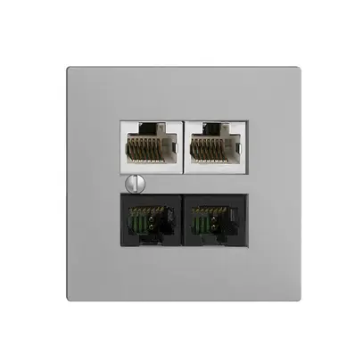 Dose 4×RJ45 2×u/2×s EDIZIOdue silver R&M swissline NT 2ab 