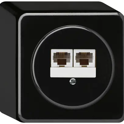 Scatola di raccordo AP basico 2×RJ45u separato nero 