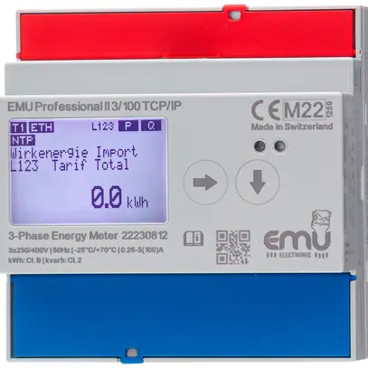 Contatore di energia AMD EMU Professional II 3×100A diretto MID S0 TCP/IP 