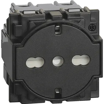 Prise Living Now Schuko/Italie 2 modules 16A socle rétractable noir 