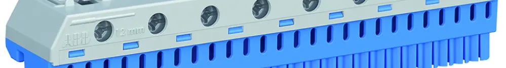 Bloc de bornes ABB ZK268B, 63A, 8×2.5…25mm²+26×1.5…4mm², bleu 