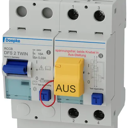 Interrupteur différentiel Doepke DFS 2 TWIN 1LN 230V 16A 0.03A type A 10kA 