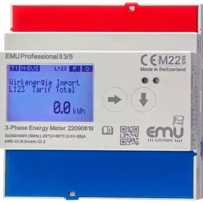 Contatore di energia AMD EMU Professional II 3×5A indiretto MID S0 