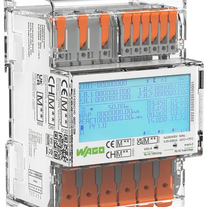 Contatore per consumo energetico WAGO 3×230/400V MID METAS Modbus M-Bus 4PU 