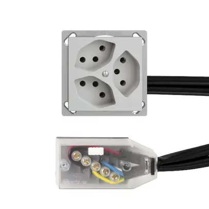 Presa INS EDIZIOdue 3×T13 L1 grigio chiaro, per cavo piatto Technofil 