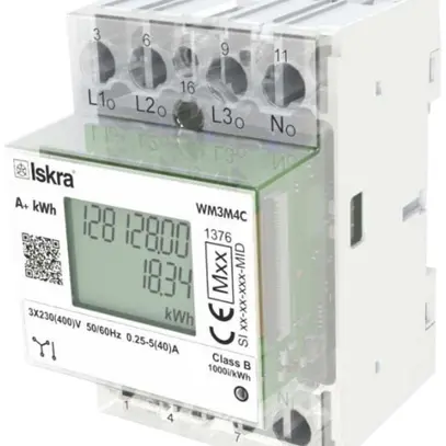Compteur d'énergie numérique AMD ISKRA 3 phases MID 80A code QR OCMF bidir. IR 