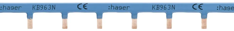 Phasenschiene Hager 1P 1L Stift 10mm² 63A 195×12mm blau 