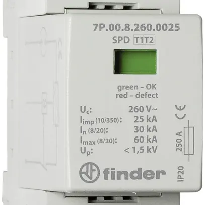 Parasurtension AMD Finder 7P.01, type 1+2, 3L/N 250A TN-S/ TT 