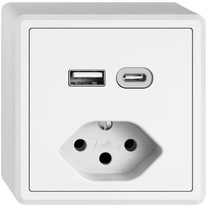 Prise de charge USB AP EDIZIO.liv SNAPFIX® USB A+C/T13 3A 230VAC bc 