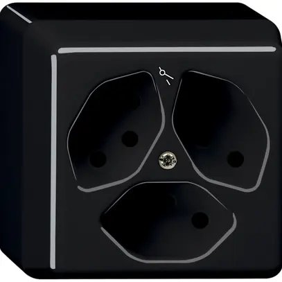 Presa AP basico 3×tipo 13S nero 
