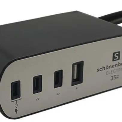 Prise de charge USB appareil mobile 1×USB-A 3×USB-C 120×45×71mm 