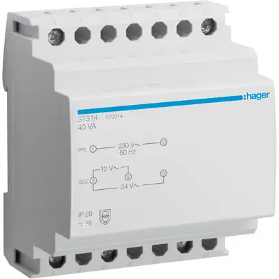 Petit transformateur AMD Hager 40W 12V 24V 3.33A 1.67A 4UM 