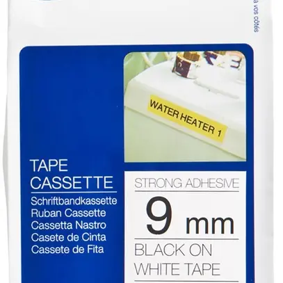 Cassette ruban Brother TZe 9mm×8m blanc/noir 