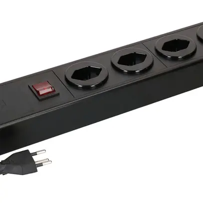 Presa multipla MH POWER LINE 10A interruttore 5×T13 1.5m nero-nero 