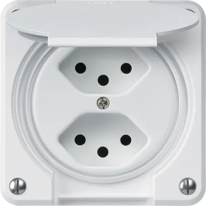 Presa INC robusto 2×tipo 13 bianco per combinazione 