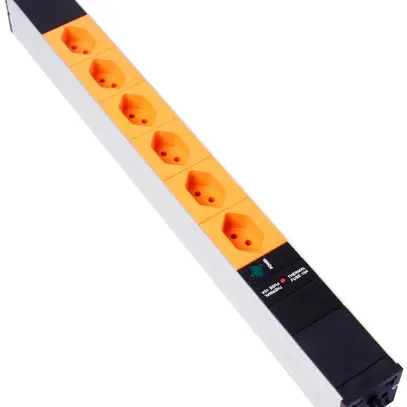 Steckdosenleiste 19" 1HE 6×T13 mit Power Anzeige Td3×1mm² 3m orange 