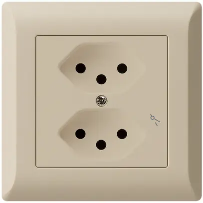 Presa INC kallysto.line 2×T13/1 beige con protezione bambini 
