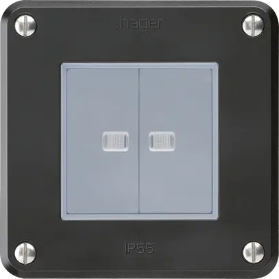 Interruttore INC robusto IP55 schema 3/pulsante 2×illuminato nero combinazione 