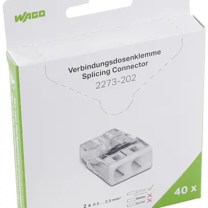 Verbindungsklemme WAGO 2273-202 in Blister 40 Stück 2L 0.5…2.5mm² 24A 450V 