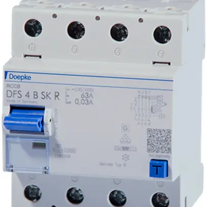 Interrupteur différentiel Doepke 63A 300mA 4L type B sensible tous courants 