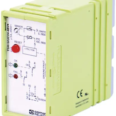 Relais de protection thermique ComatReleco TSR19, 24…48VUC, 0/100…1800Ω, 2C 