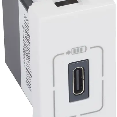 Prise de charge USB INC MOS 1×type-C, 1.5A 5V=7.5W, 1 module, blanc 
