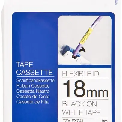 Cassette ruban TZe-FX 18mm×8m blanc 