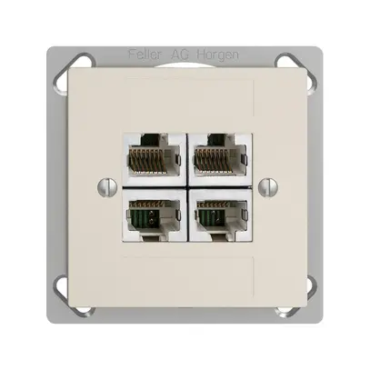 Prise INC 4×RJ45/s 4P sép.EDIZIOdue crema ITplus 