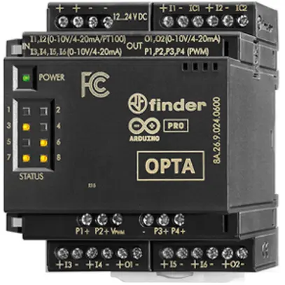 Modulo IN/OUT PLC AMD FINDER 8A.26 OPTA Arduino 12…24VDC DC 6×DI 2 6×AI 2×AO 