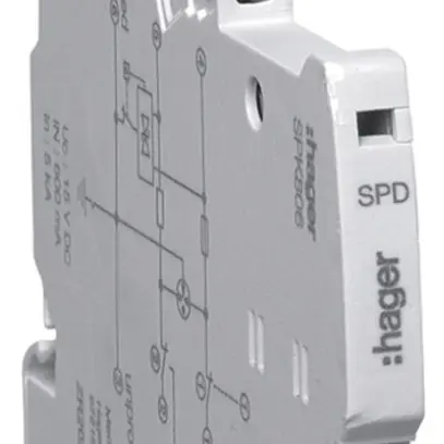 Parasurtension Hager SPD 12V 24V 0.5kA 5kA 750V 55V 6.2mm pour bus/vidéo 